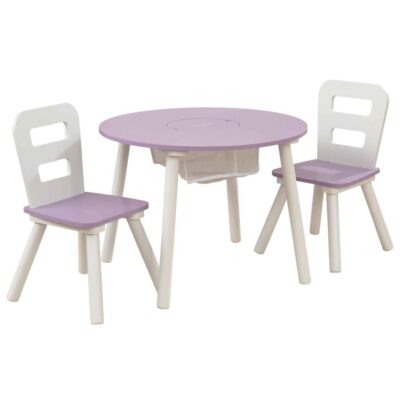 Meubles & Rangements KidKraft Tables Et Bureaux | Table Ronde En Bois Coloris Lavande Pour Enfant Et 2 Chaises Kidkraft