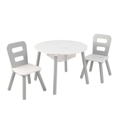 Meubles & Rangements KidKraft Tables Et Bureaux | Table Enfant Ronde Et 2 Chaises Kidkraft – Coloris Gris