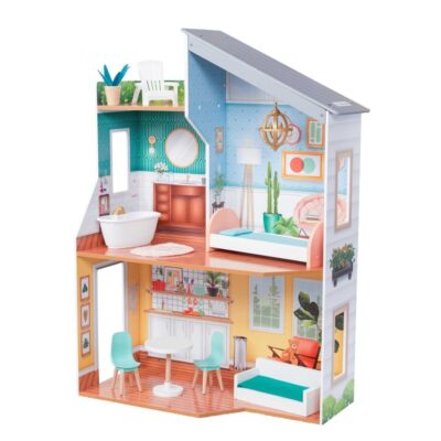 Jeux & Jouets KidKraft Maisons De Poupees | Maison De Poupee En Bois Meublee 4 Pieces Emily De Kidkraft