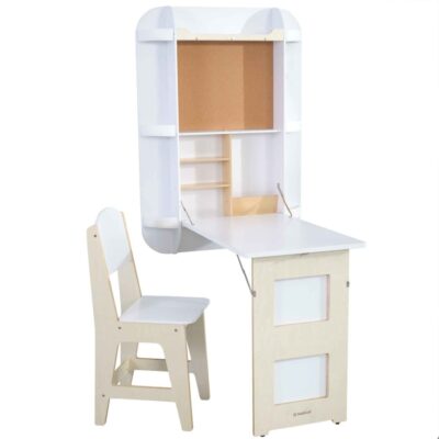 Meubles & Rangements KidKraft Tables Et Bureaux | Bureau Mural En Bois Blanc Et Sa Chaise Arches Floating De Kidkraft