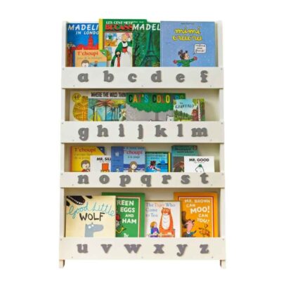 Meubles & Rangements Tidy Books Rangements Livres | Bibliotheque Livres Enfants Bois Blanc Et Lettres Grises Tidy Books