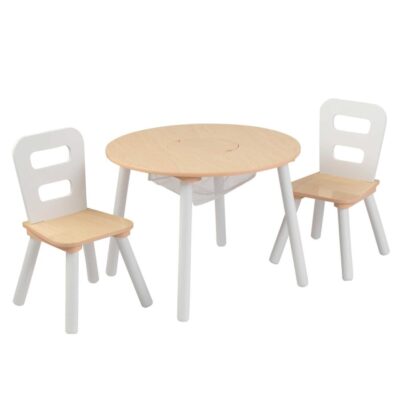 Meubles & Rangements KidKraft Tables Et Bureaux | Table Ronde Et 2 Chaises Kidkraft – Coloris Bois Naturel Et Blanc