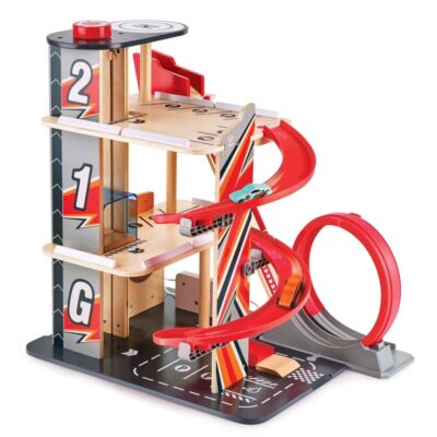 Jeux & Jouets Hape Garages Et Vehicules | Garage En Bois Avec Looping Et Rampes Pour Petites Voitures Jouet Hape