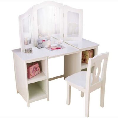 Meubles & Rangements KidKraft Coiffeuses | Grande Coiffeuse Blanche Et Chaise – Kidkraft