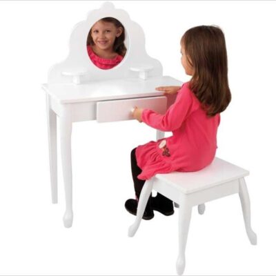 Meubles & Rangements KidKraft Coiffeuses | Coiffeuse Blanche Meuble Petite Fille – Kidkraft