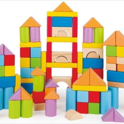 Jeux & Jouets Hape Jeux De Construction Et Cubes | 100 Cubes En Bois Colores Hape