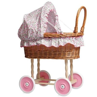 Jeux & Jouets Egmont Poupees, Poupons Et Accessoires | Landau En Osier Pour Poupees Parure A Fleurs Roses – Egmont