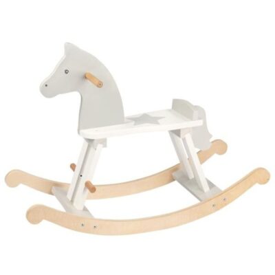 Jeux & Jouets Goki Jouets D’Eveil | Cheval A Bascule En Bois Naturel Et Blanc De Goki