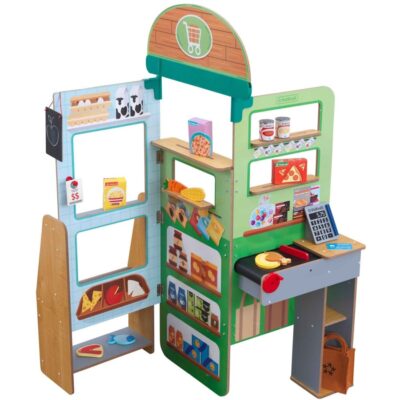 Jeux & Jouets KidKraft Marchandes | Epicerie Pliable En Bois Grocery Store Pop-Up De Kidkraft Pour Enfant