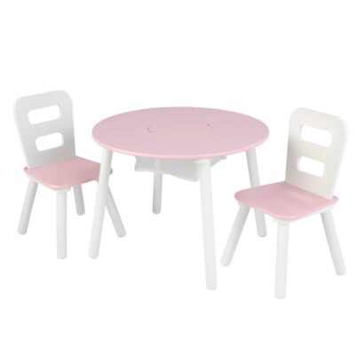 Meubles & Rangements KidKraft Tables Et Bureaux | Table Enfant Ronde Rose + 2 Chaises – Kidkraft