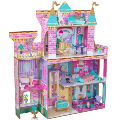 Jeux & Jouets KidKraft Maisons De Poupees | Chateau De Poupee Rose Et Turquoise Princess Party Castle De Kidkraft