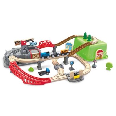 Jeux & Jouets Hape Circuits De Trains | Circuit De Train Hape Railway Bucket Builder Et Sa Boite De Rangement