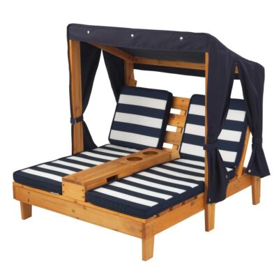 Meubles & Rangements KidKraft  | Double Chaise Longue Enfant Kidkraft Avec Coussins Rayes Bleu Et Blanc