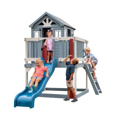 Jeux D’Exterieur & Sports Backyard Cabanes En Bois | Maisonnette Bleue Sur Pilotis Avec Toboggan Beacon Heights Backyard Discovery