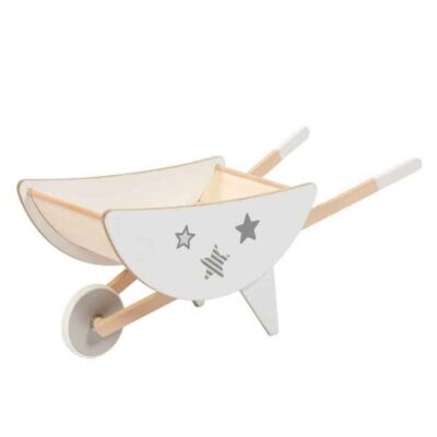 Jeux & Jouets Goki Jouets D’Eveil | Brouette En Bois Blanche Et Etoiles Grises Pour Enfant De Goki